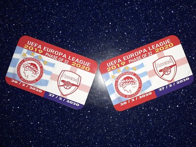 v OLYMPIAKOS  ARSENAL 20/2 2020 AND 27/2/20 EUROPA LEAGUE 2 MAGNETS  PROGRAMM