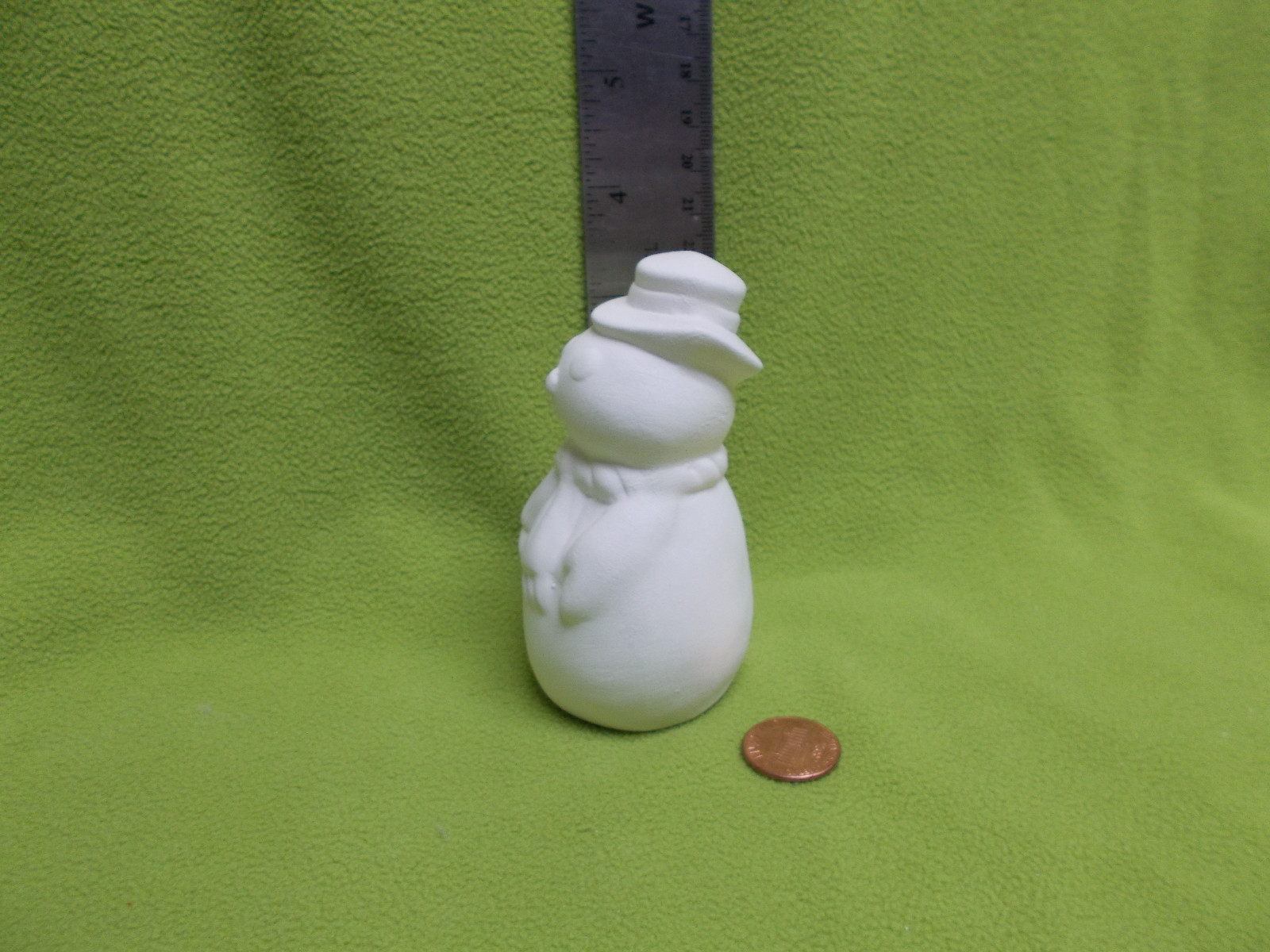 Ceramic Bisque Christmas Snowman w/broom and hat-3 1/2