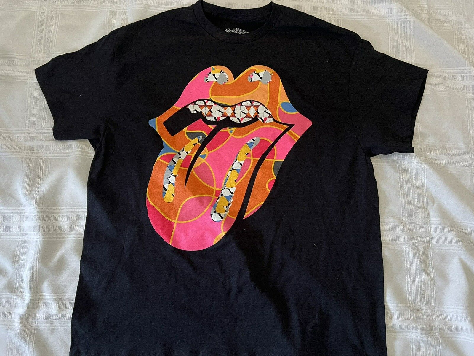 The Rolling Stones T Shirt Black Pink Orange Sz 3X Runs