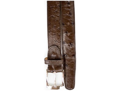 Pre-owned Belvedere Men's  Belt Genuine Ostrich Quill Up To Size 44 2001 Brown
