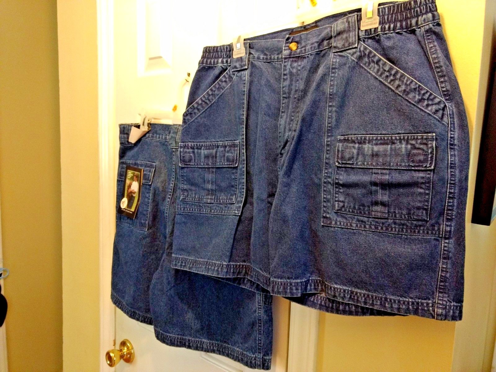 NWT Croft & Barrow Jean Shorts Size 38, 2 Pairs Stonewashed Relaxed Fit Comfort