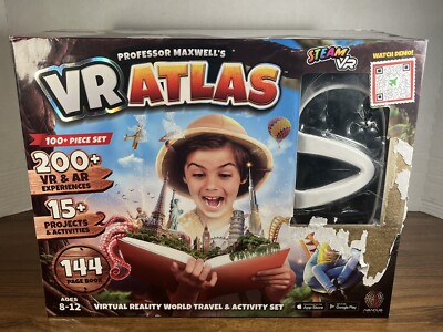 Professor Maxwell's VR Atlas- Virtual Reality Kids Science Kit, Book + More- New
