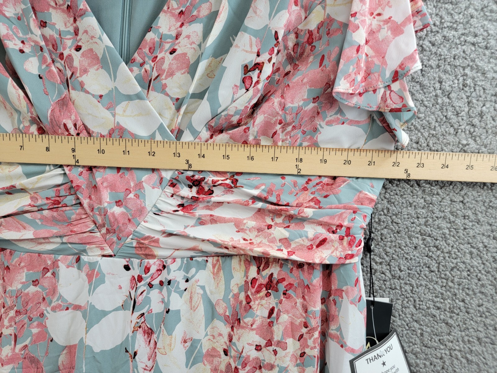 Adrianna Papell Plus Surplice Midi Dress Women's 22W Aqua Multi Back Zip Closure - Picture 6 of 18