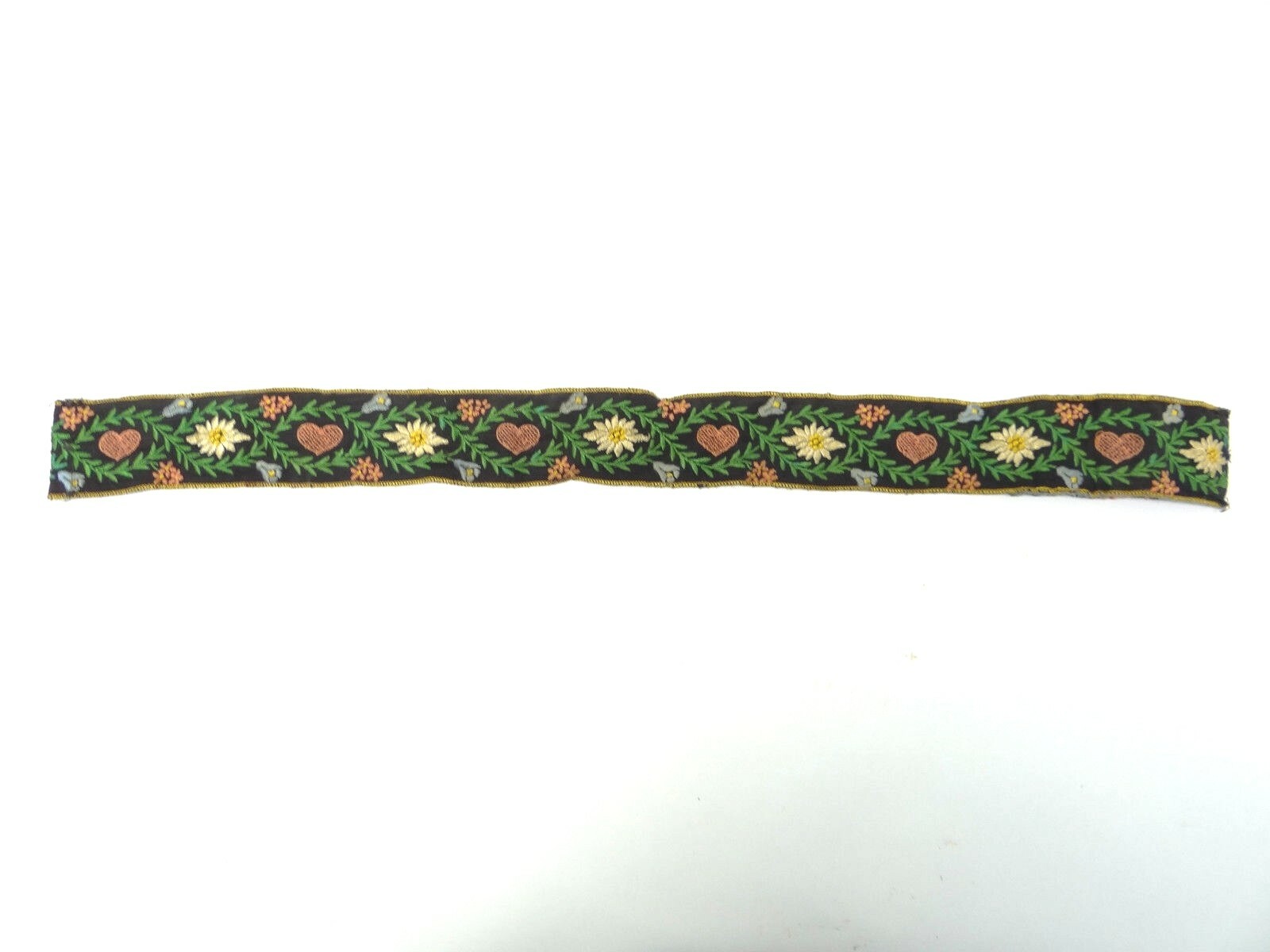 Vintage Used Embroidered Decorative Small Wall Hanger Tapestry Heart Flower Old