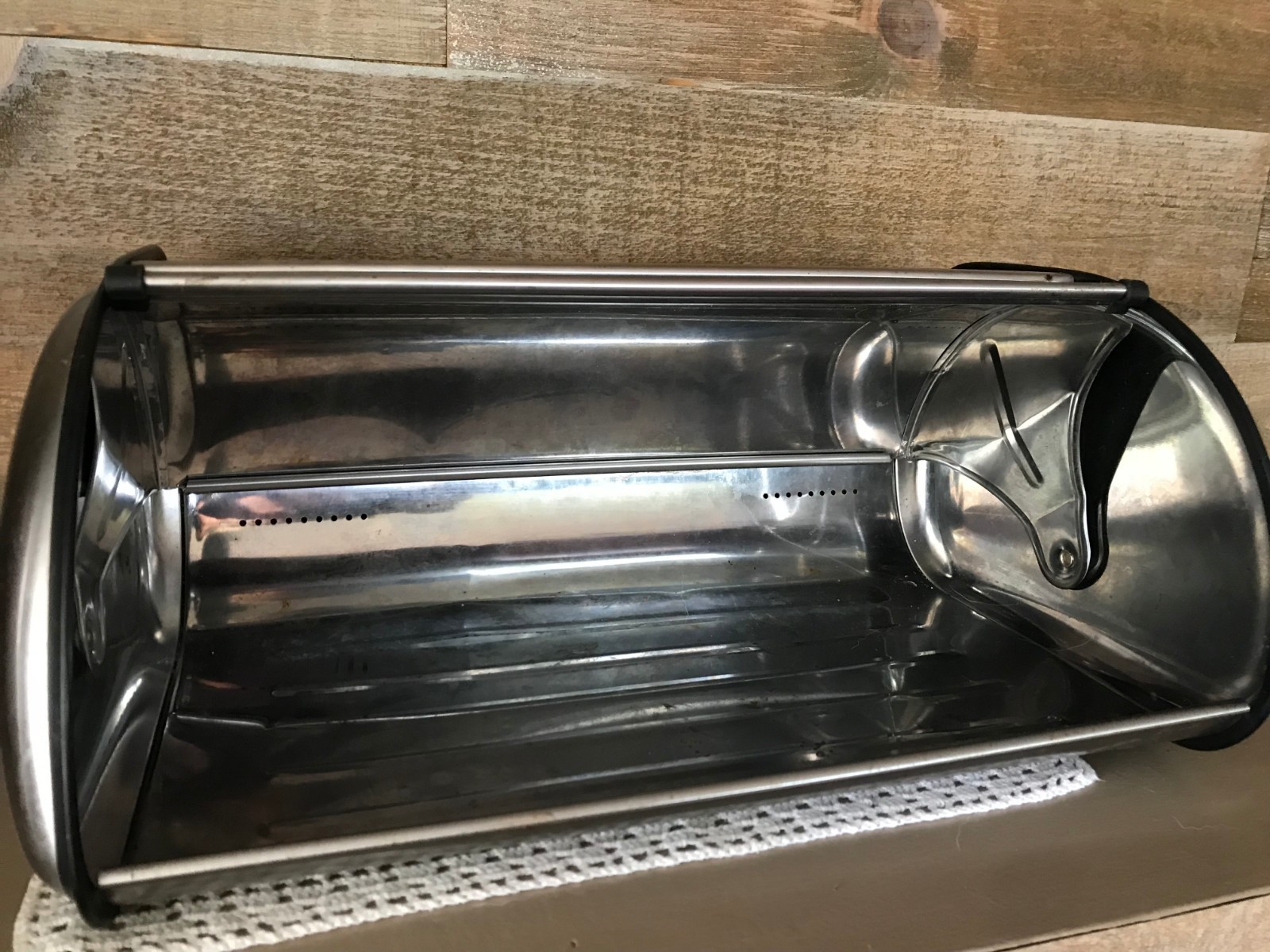 Vintage Stainless Steel Metal Breadbox Silver Metal Bread Box with Sliding Door