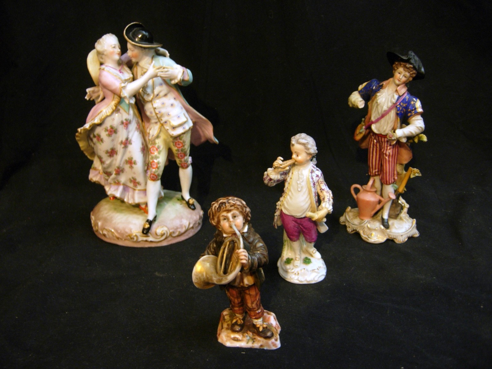 4 Antique German Porcelain Figurines Meissen and Others ALL