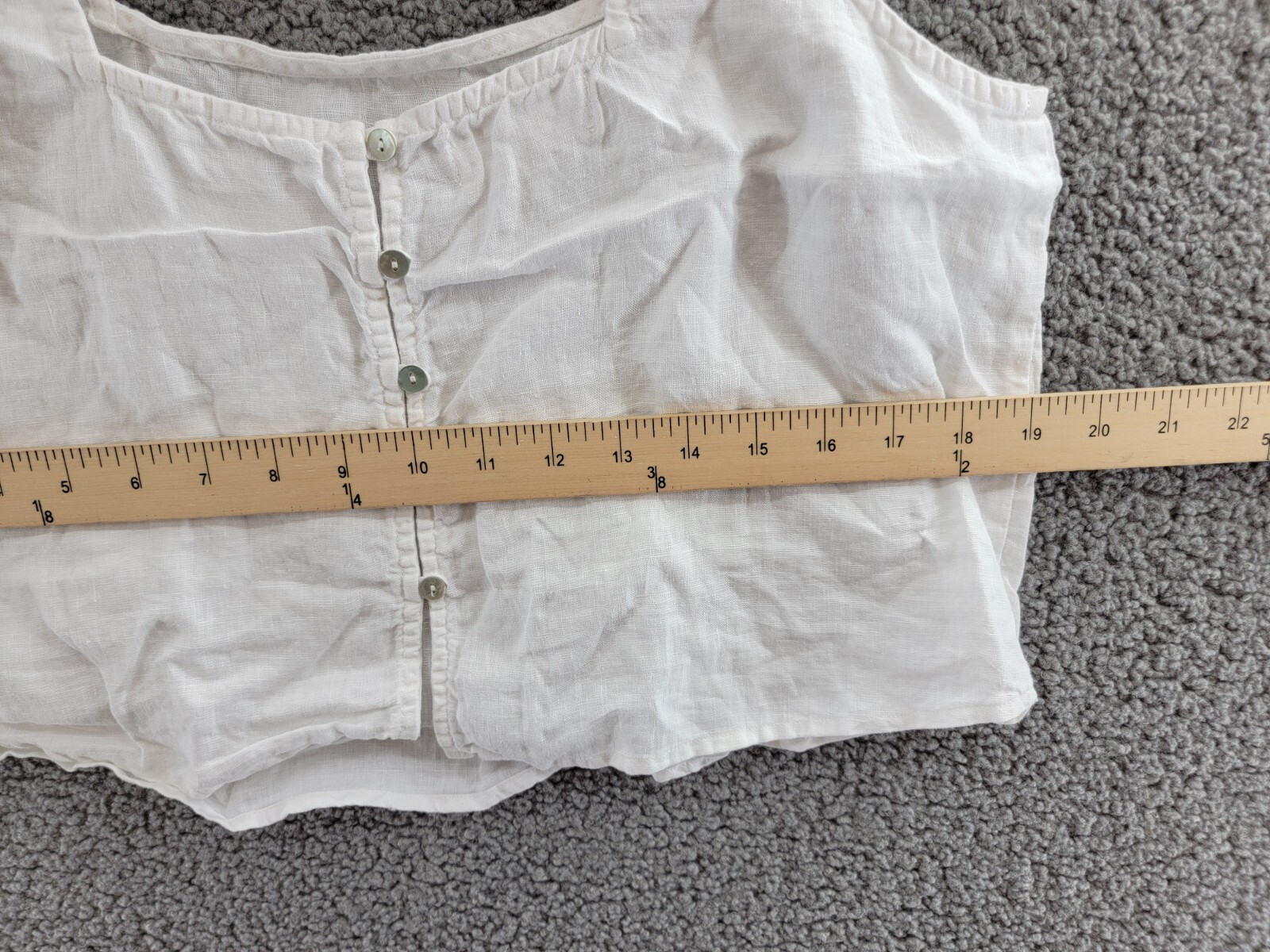 Bella Dahl Square Neck Tank Top Women's M White Solid Linen Back Button Closure - Picture 11 of 16
