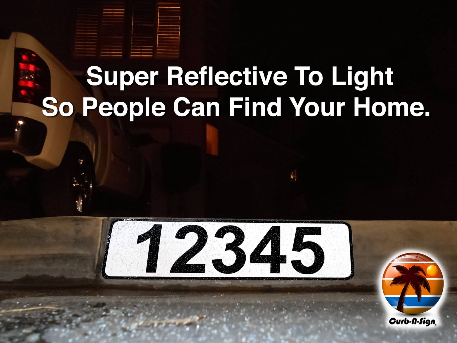 Custom Reflective House number Aluminum self-stick curb address sticker