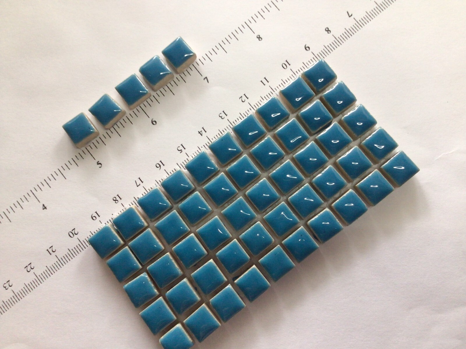 3/8 inch - 50 Tiles - Thalo Blue Ceramic Mosaic Tiles - 10 mm - Arts and Craft