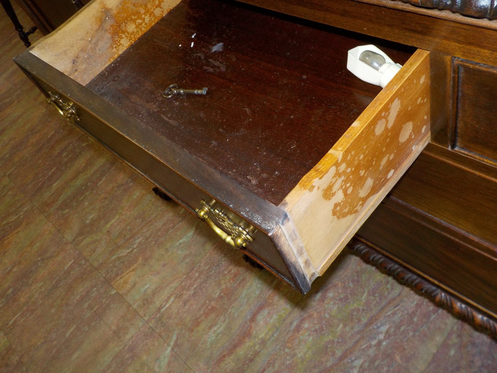 Antique Carved Mahogany Large Long Sideboard Buffet Server