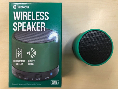 GEMS Mini Wireless Bluetooth Speaker - Micro SD - Green - Rechargeable - NIP