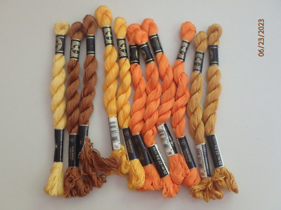 Lot of 11 DMC Cotton Perle/Metallic Cotton Skeins Size #5   Assorted Colors  25m