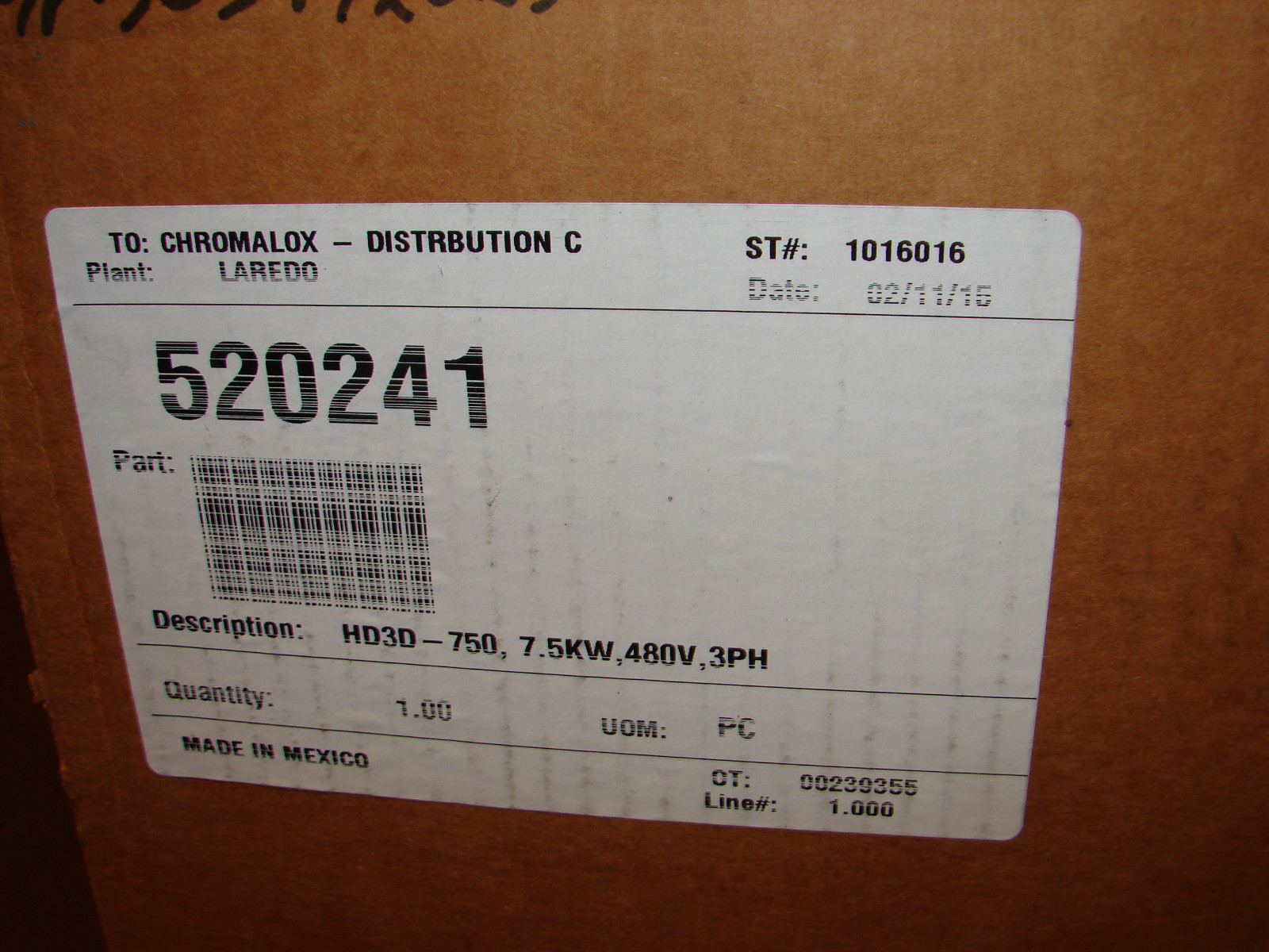 *NEW* Chromalox HD3D-750 480V 3PH Washdown Heater 7.5KW 480V 3PH 9.0A P/N 520241