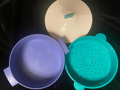 Tupperware 3 Piece Microwave Steamer Vegetable Rice Cooker 3066 3065 3067 