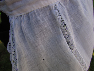 Vintage / Antique Cotton White Apron with Lace Trim
