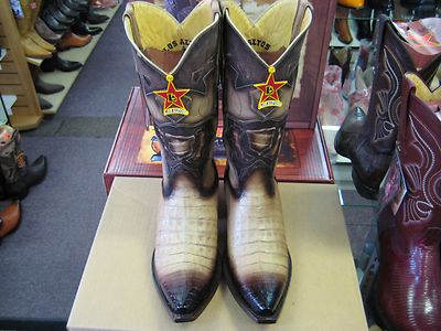 Pre-owned Los Altos Boots Los Altos Beige Genuine Snip Toe Crocodile Western Cowboy Boot (ee+) 928215