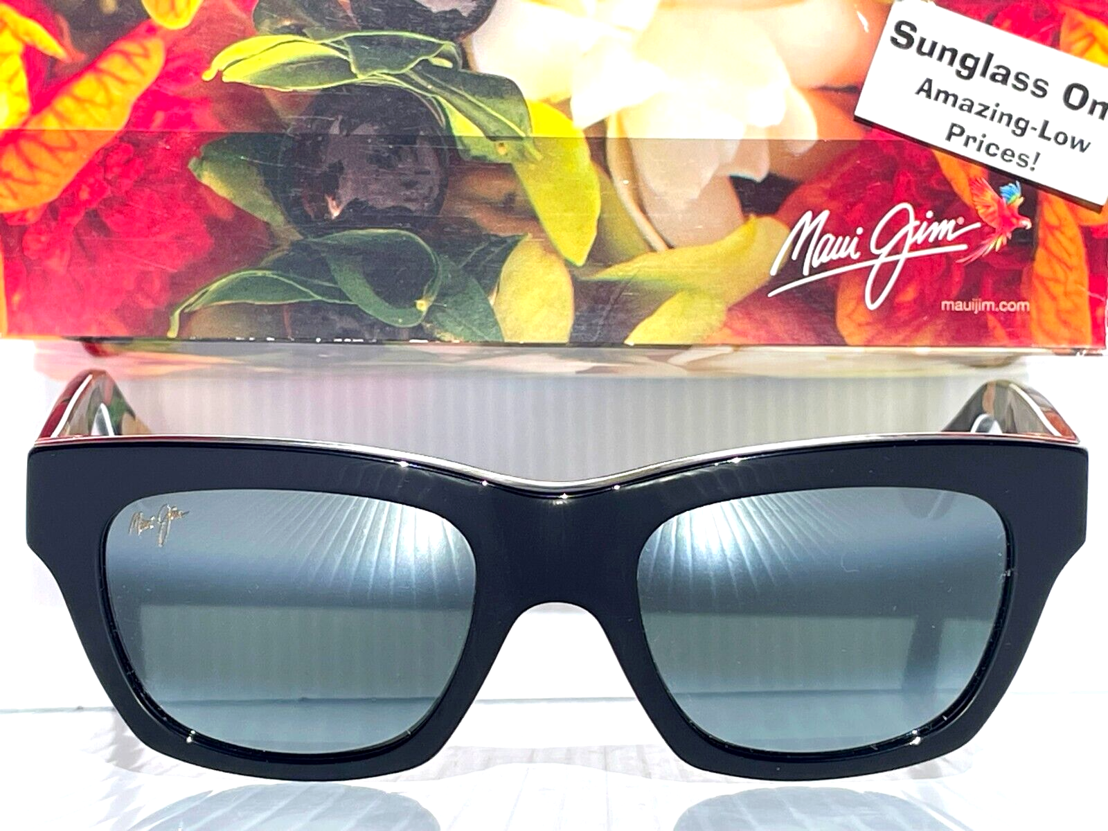 Pre-owned Maui Jim You Move Me Black & Floral Polarized Grey Gradient Sunglass 277-53 In Gray