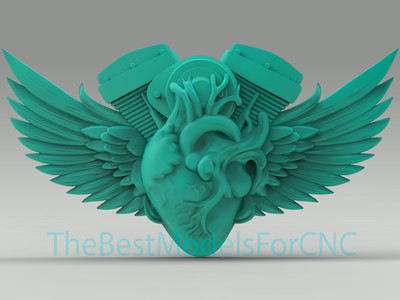 3D Model STL File for CNC Router Laser & 3D Printer Motor Biker Heart