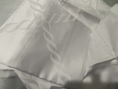 $960 Pratesi Italy New 2pc Euro Shams Chain Jacquard White 26x26