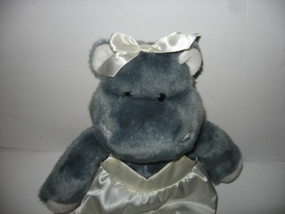 Heritage Collection Ganz Gray Hippo White Ballerina Dress Shoes Plush Toy 13