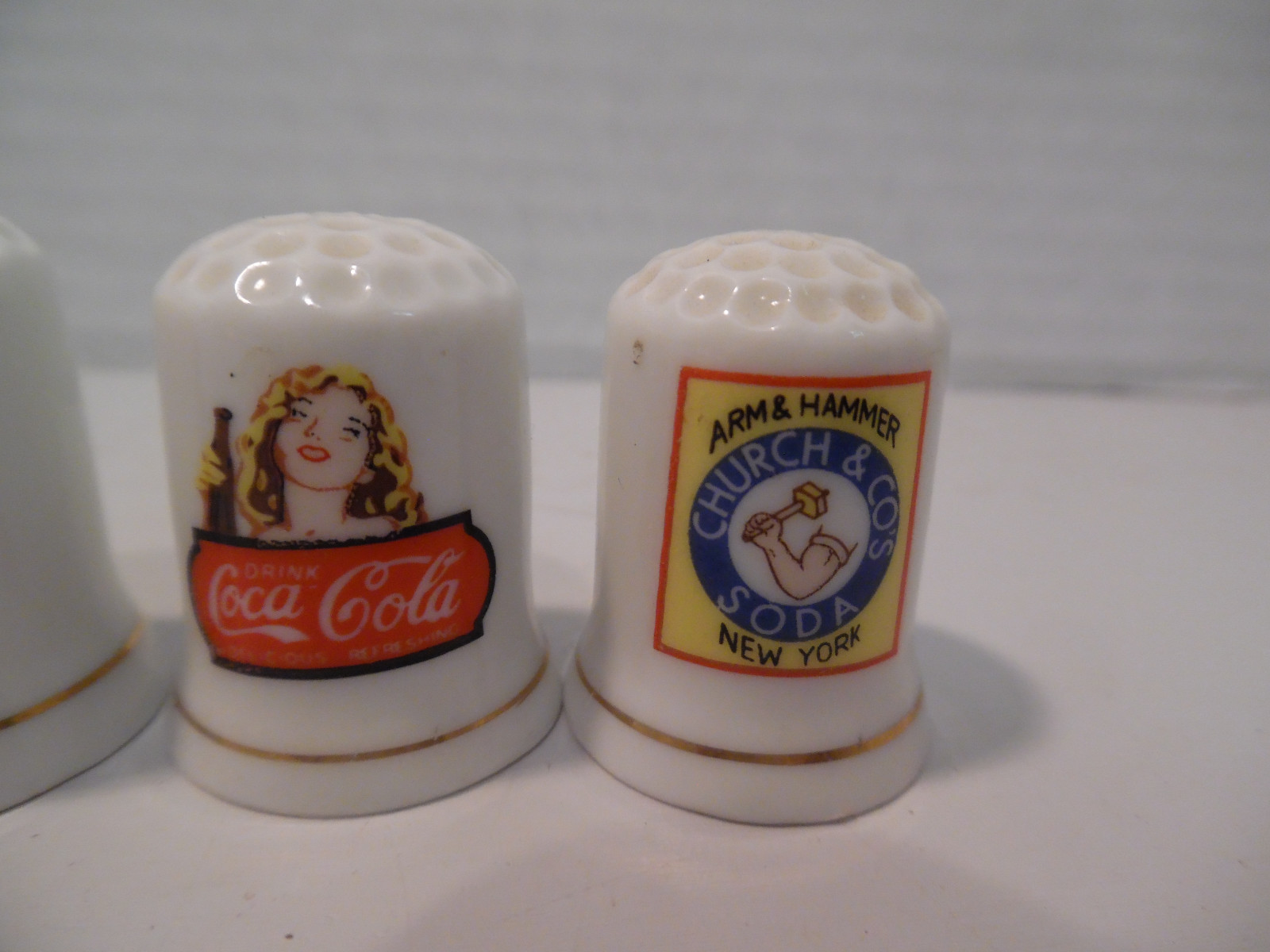 PORCELAIN THIMBLES WITH CLASSIC KITCHEN BRANDS SET OF SIX