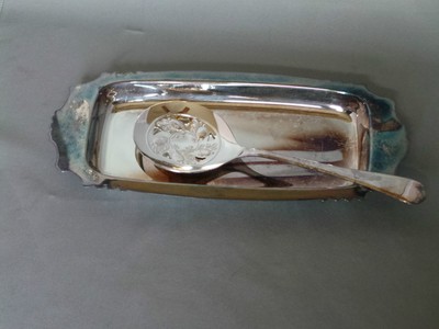 Vintage Slice and Serve Silverplated Set England-  Tray and Spoon