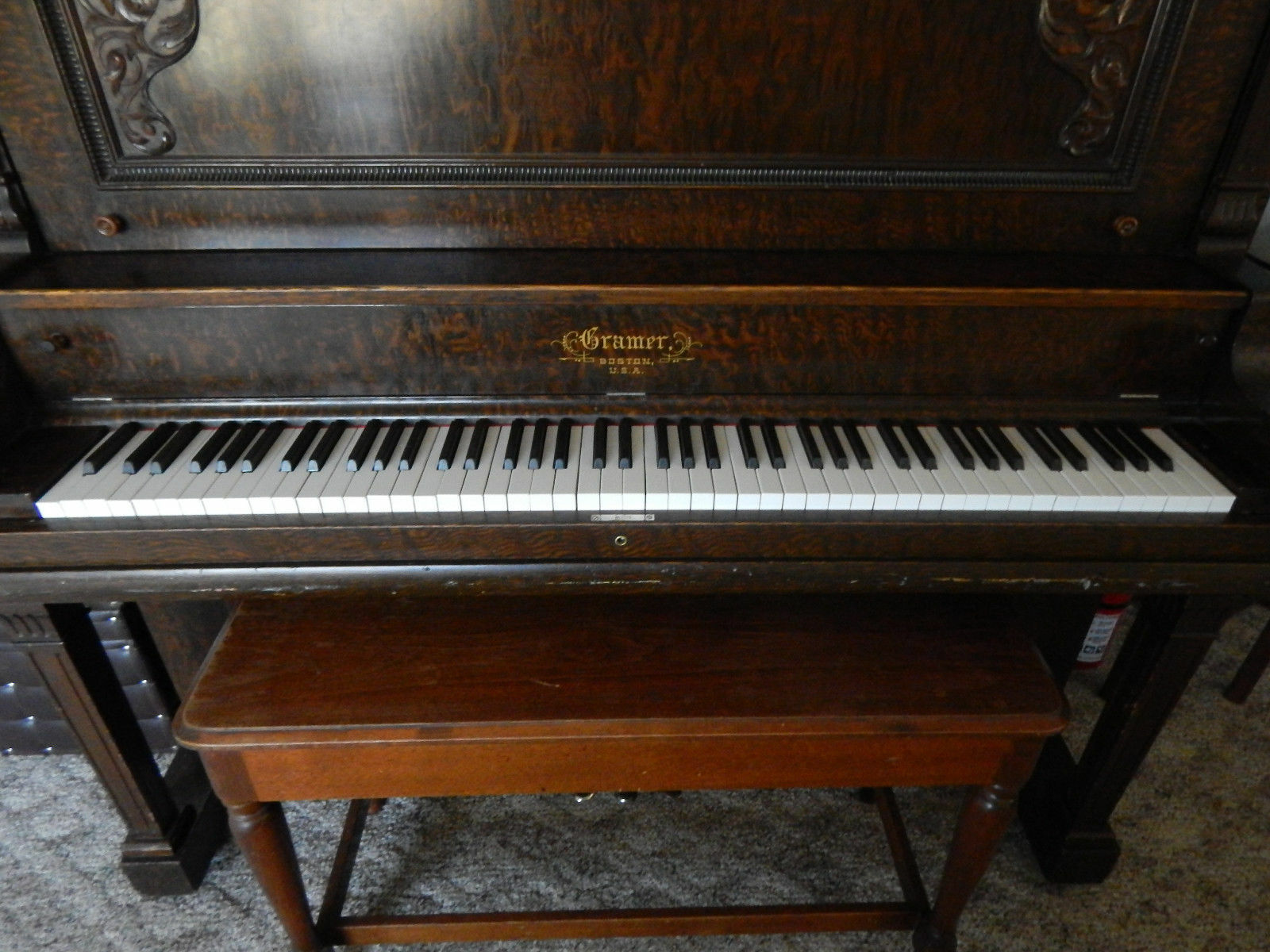 1913 Joseph Gramer Boston Upright Piano