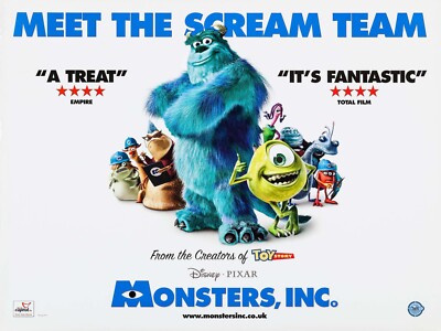 2001 Monsters Inc Movie Poster 11X17 Sulley Mike Wazowski Randall Roz    