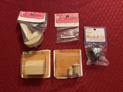 NEW VINTAGE 1960'S MINIATURES 2 Canisters Rolling Pin Trunk Rocking Chair Phone