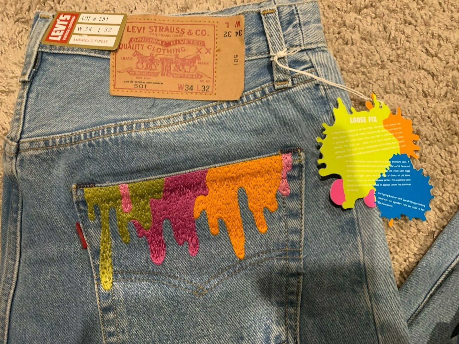 Pre-owned Levi's Levis Vintage Clothing Lvc 1984 501 Selvedge Jeans Double Good 34x32 Rt$295 In Blue