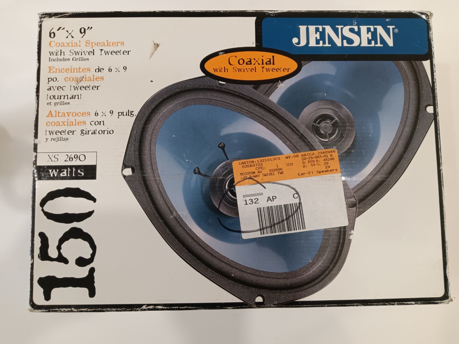 Jensen car speakers XS 2690 150 watts , 6x9 Coaxial swivel tweeter