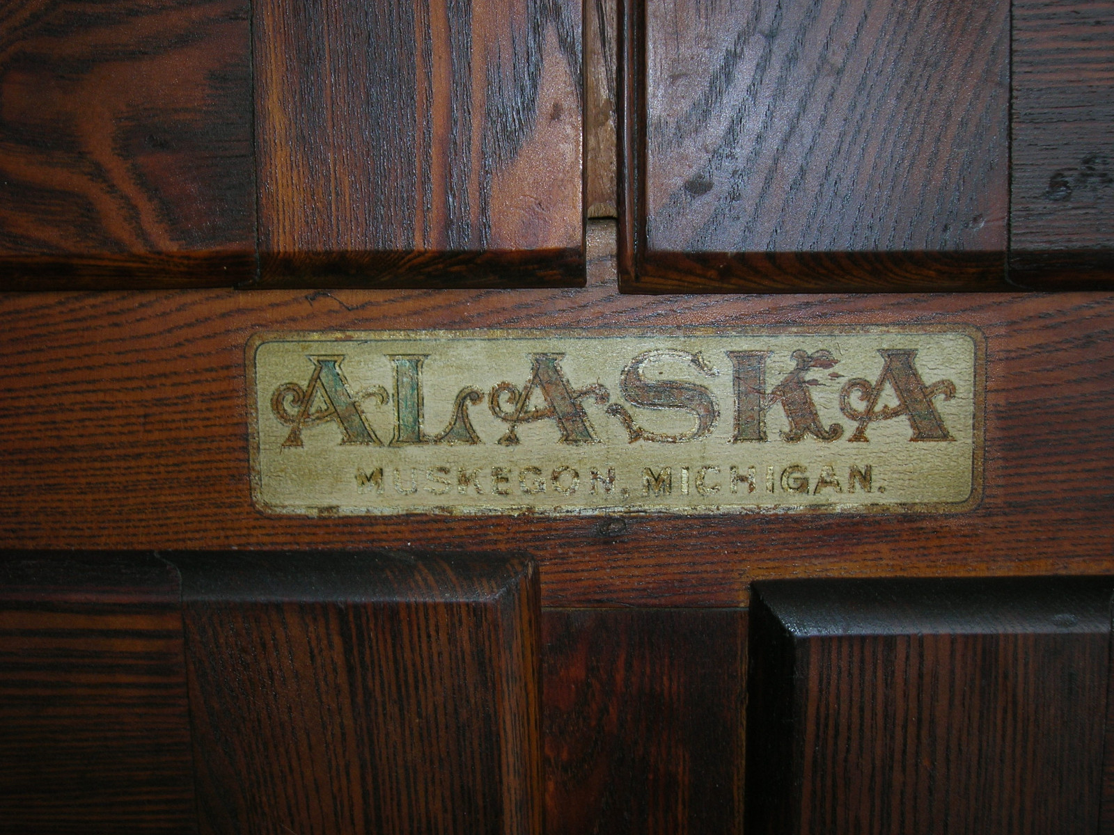 Antique 4 Door Solid Oak Alaska Refrigerator Ice Box  1878 to 1926 Muskegon MI.