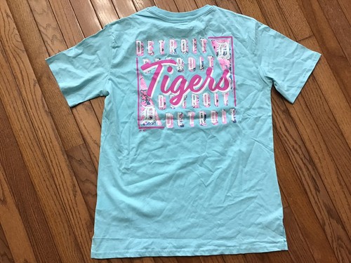 New Detroit Tigers Baseball Womens Majestic Tshirt Teal Size