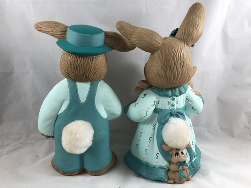 10 1/2” Ceramic Bisque Mama & Papa Bunny Easter Rabbits Hand Painted Molds