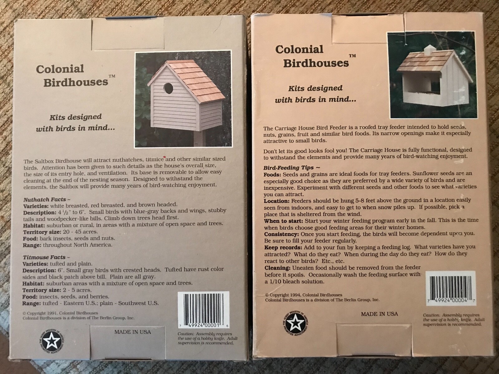 Saltbox Birdhouse Kit and Carriage House Bird Feeder Kit