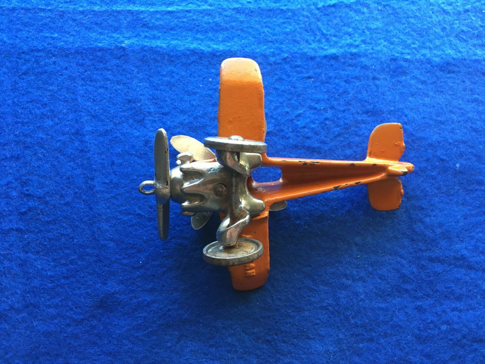 HUBLEY CAST IRON GIRO PLANE RARE ORANGE EXCELLENT ORIGINAL 4 1/2