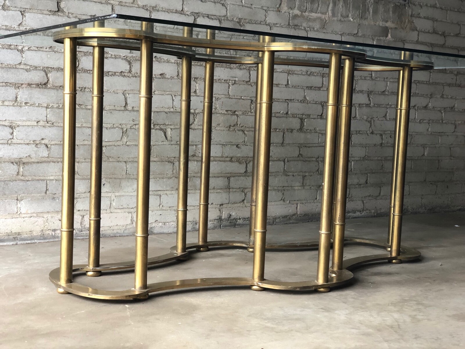 Mastercraft Racetrack Brass Pedestal Dining Table