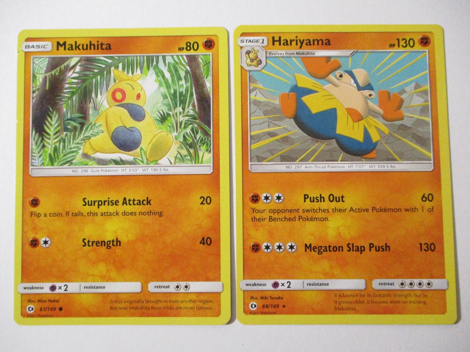 Makuhita 67/149 & Hariyama 68/149 Sun & Moon 2 Pokemon Card