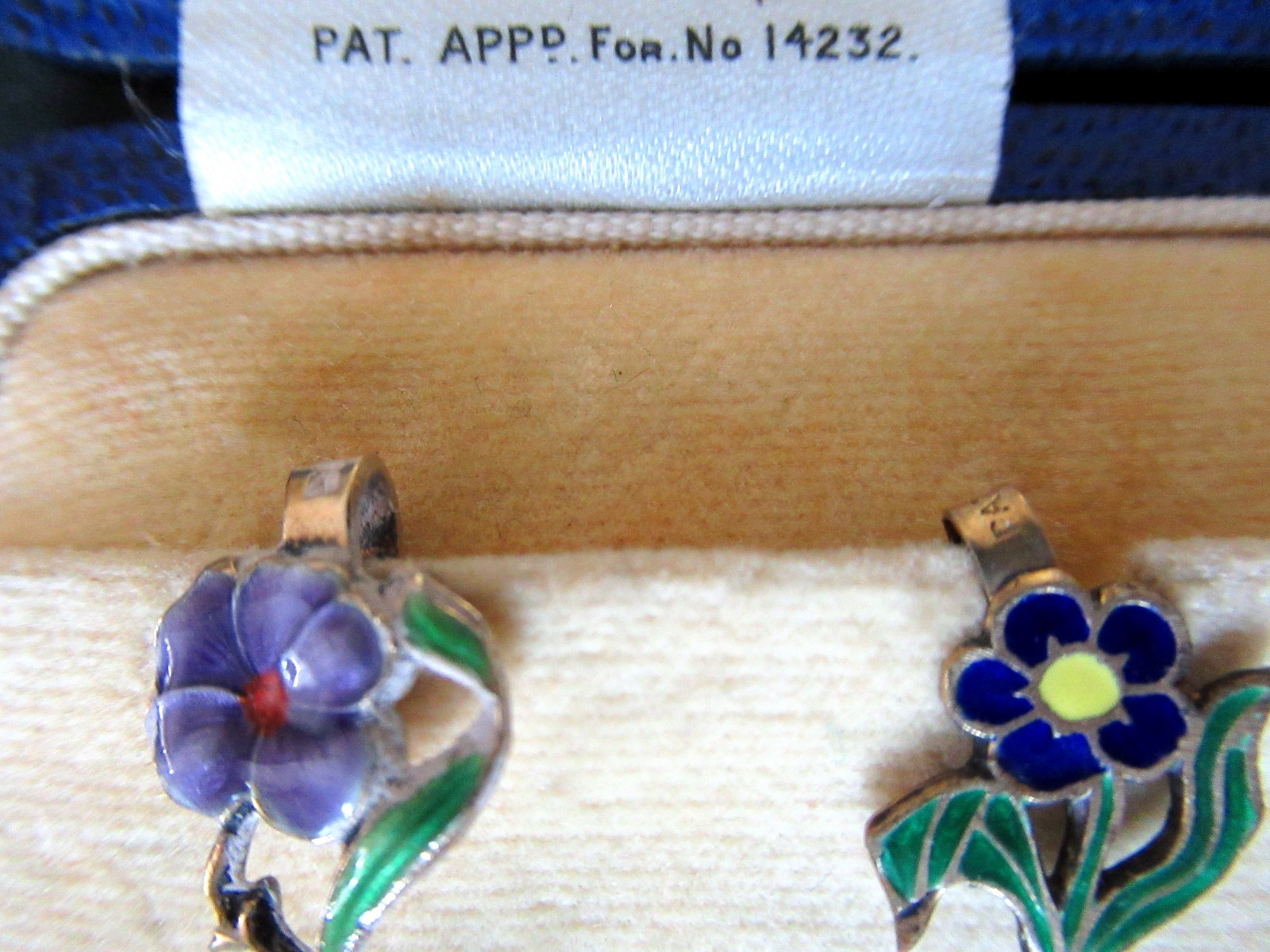 Antique Silver Napkin Clips Holders Enameled Floral Provincial Flowers Annora