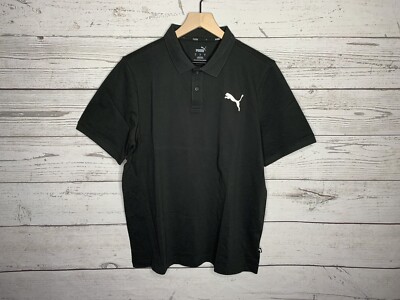 Puma Mens Black Essential Pique Polo Shirt Size Large NWT