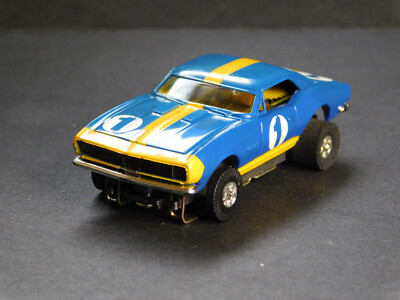 Aurora HO ThunderJet #1480 - 1967 Chevrolet Camaro Tuff Ones - Blue Gold Stripes