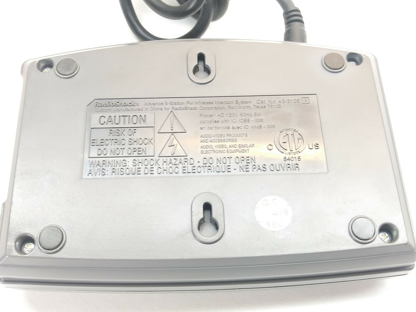 Radio Shack 3 Channel FM Wireless Voice Intercom System 43-3105 Used