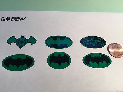 Die Cut, Custom Batman Decals For 12 Inch Figures. 1/6 Scale Set Of 6, Green