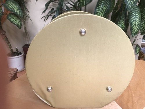 Vintage Gold Hat Box Tote Luggage Large Vinyl Zipper 13