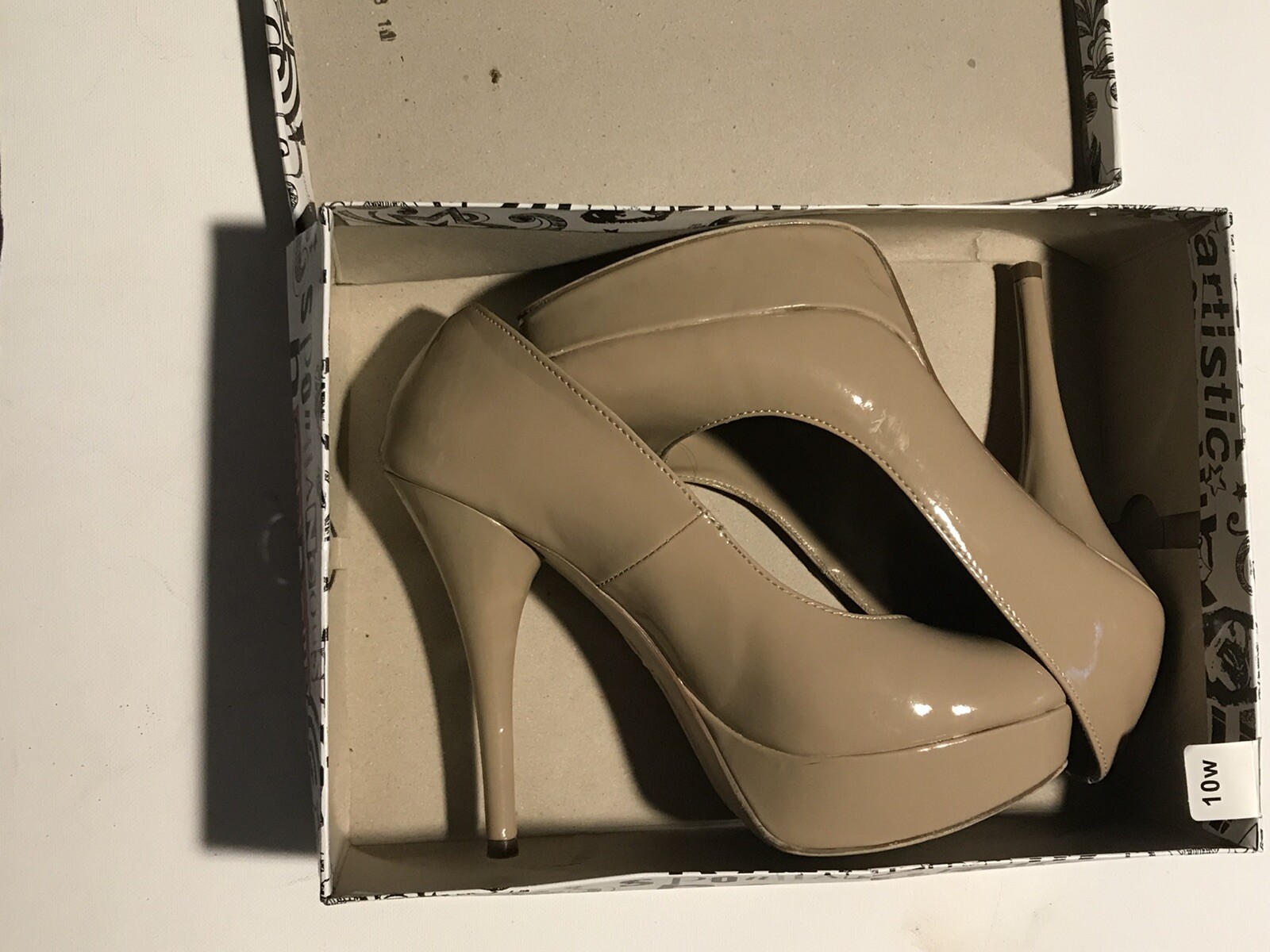 Womens BRASH Beige Patent Platform 