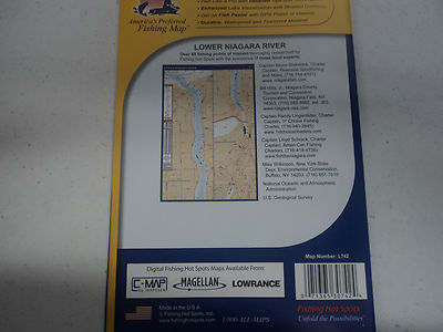 Lower Niagara River Detailed Fishing Map, GPS Points, Depth Contours #L742
