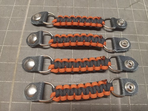 Biker Vest extenders set of 4 BURNT ORANGE & BLACK para cord STRONG!! By Stitch 