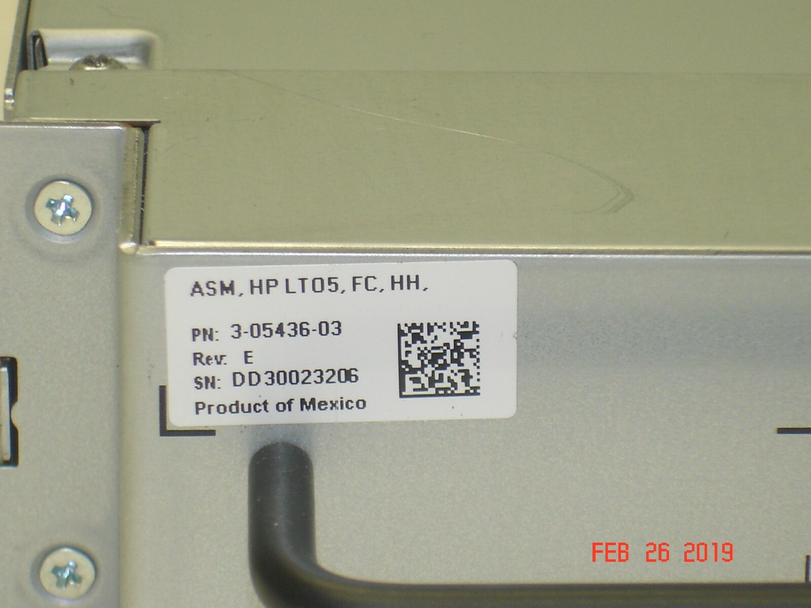 3-05436-03 HH LTO5 FC DRIVE ASSY 4 QUANTUM SCALAR i40/i80 AQ294-20900 1-03562-02