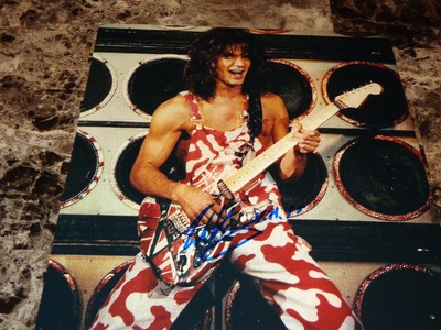Eddie Van Halen Rare Authentic Hand Signed 11x14 Vintage Live Shot Poster Photo