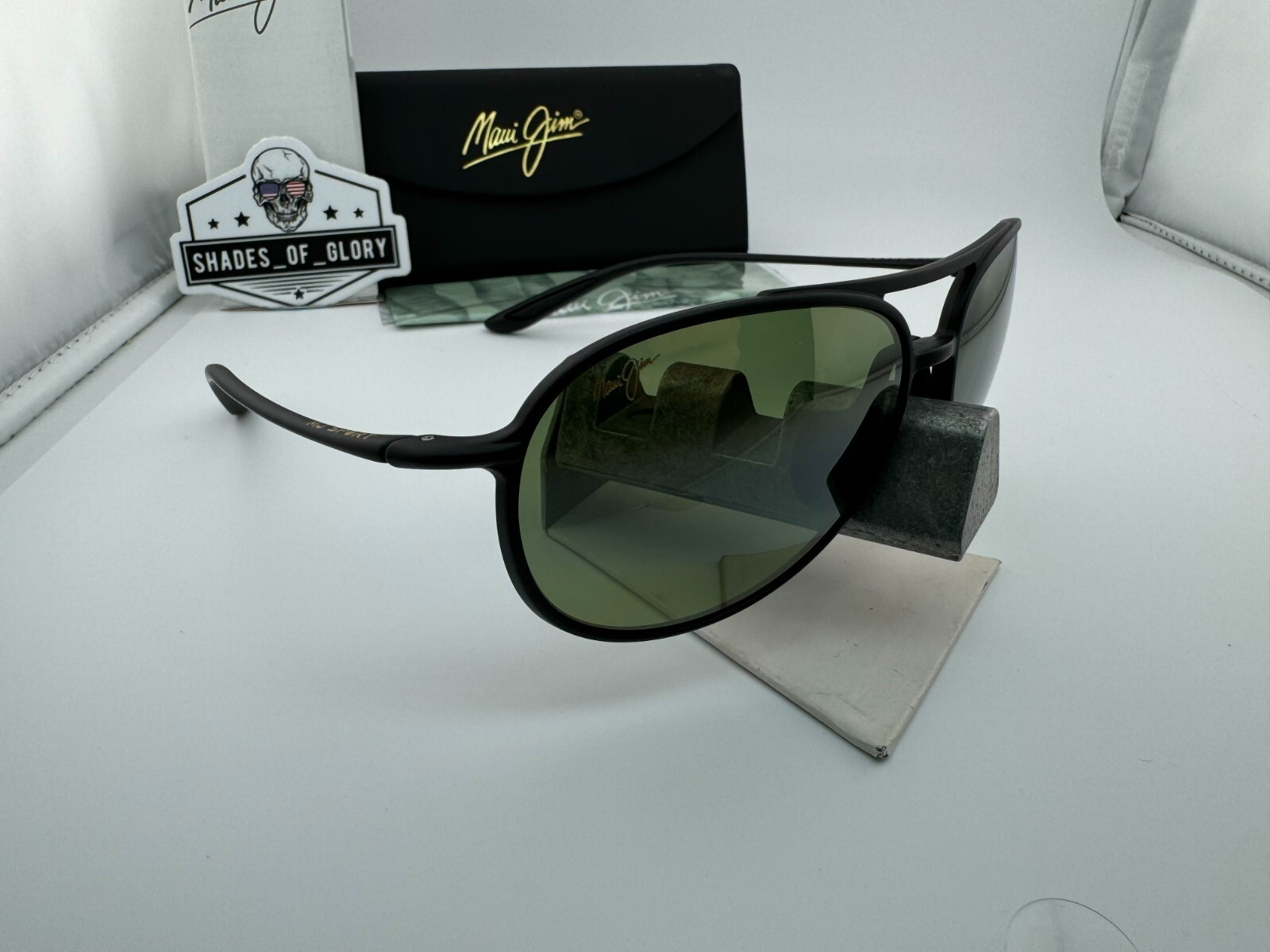 Pre-owned Maui Jim Alelele Bridge Mj 438-2m Black Maui Ht Green Polarized Sunglasses In Maui Ht Polarized